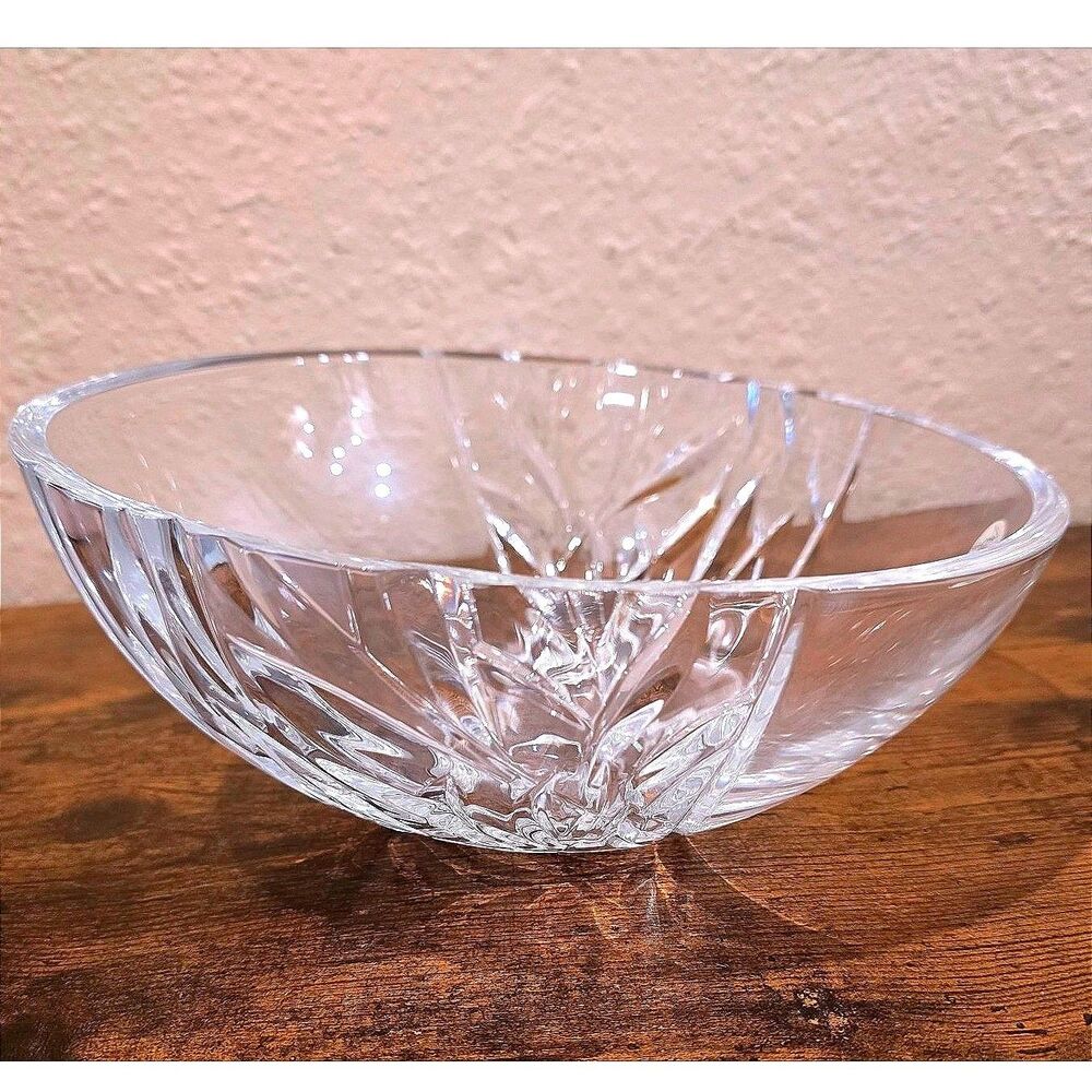 Vintage 90s Cristal dArques France Art Nouveau 24% Lead Crystal 10" Bowl W/Box